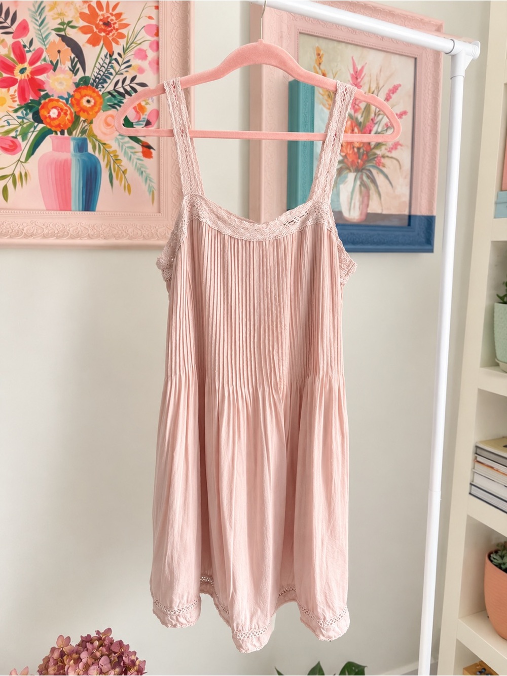 Wilfred Blush Pink Lace-Trim Pleated Chemise